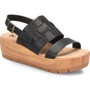 Kork Ease Fraya Platform Sandal Size 8 Black Leather Open Toe NWOB Buckle NWOB